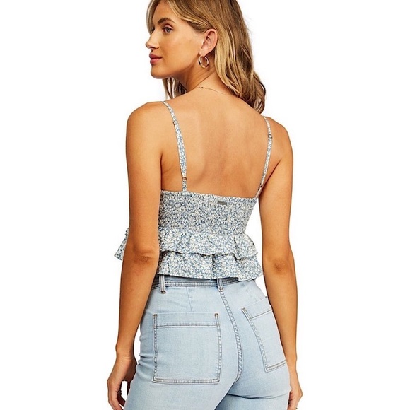 Billabong Floral Ruched Ruffle Stay Cool Cropped Tank - Picture 5 of 9